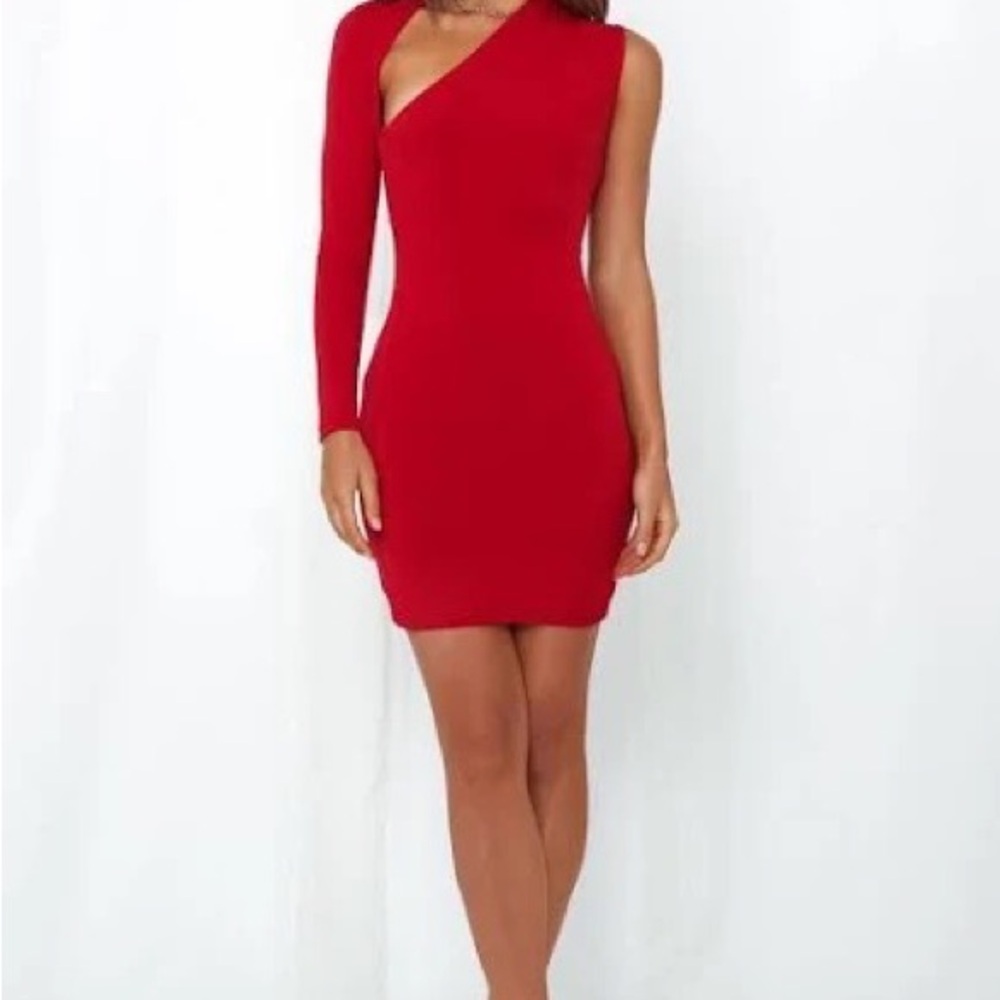 SNDYS One-Shoulder Red Dress